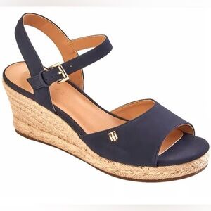 Tommy Hilfiger Women's Navy Gallie Espadrilles Wedge Sandals-7 1/2